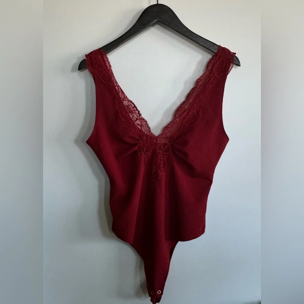 Free People Lace Red Bodysuit - Picture 2 of 8
